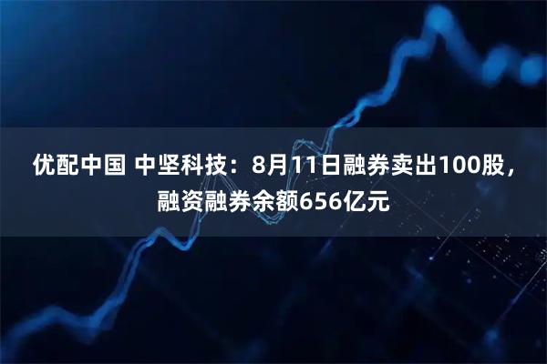 优配中国 中坚科技：8月11日融券卖出100股，融资融券余额656亿元