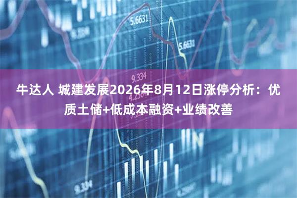 牛达人 城建发展2026年8月12日涨停分析：优质土储+低成本融资+业绩改善